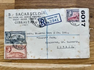GIBRALTAR 1941 censored cover to Great Britain franked to 9d, foxspots. - Afbeelding 1 van 1