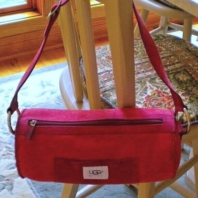 Genuine RUBY  Red UGG Australia Medium Patch Barrel PURSE * RARE MSRP $160 - Image 1 of 4