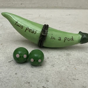 PHB Midwest Of Canon Falls Porzellan Schmuckschatulle zwei Erbsen in einer Schote mit Erbsen! - Bild 1 von 14