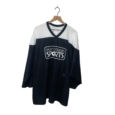 1990s Vintage CCM Play It Again Sports Black White Hockey Jersey Long Sleeve 2XL - Image 1 of 4
