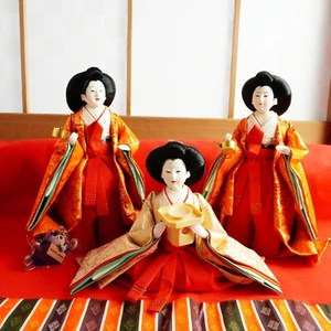 Japan Hina doll Hinamatsuri Kimono Three court ladies Set No Box vintage - Picture 1 of 23