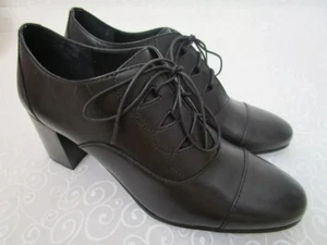 Patricia Nash Lace-Up Leather Heels Mary Poppins Milena Black Size 8M NEW - Picture 1 of 7