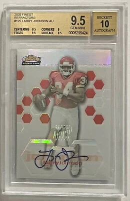 2003 Topps Finest Refractor Larry Johnson Auto RC #125 /199 BGS 9.5 w/ 10 Auto - Image 1 of 2