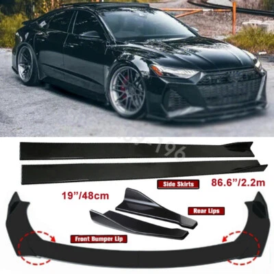 For Audi RS7 Side Skirt Rear Lip Front Bumper Lip Splitter Spoiler Glossy Black - Imagem 1 de 4