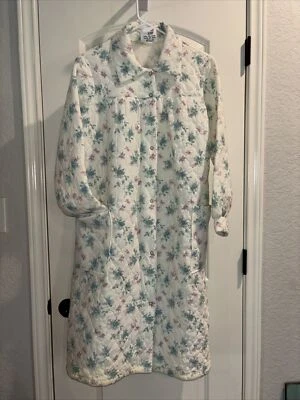 Abrigo de casa vintage Margot Fashion mediano acolchado algodón floral broches de presión LS Foto 1 de 4