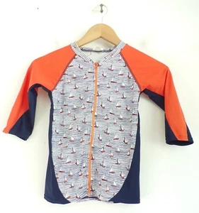 VAENAIT Little Girls Top Orange Blue Sailboat Print Zip Up Beach Shirt XL 6 - Picture 1 of 4