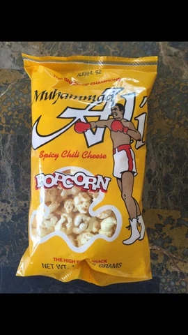 1992 Muhammad Ali spicy chili cheese popcorn bag unopened Cover