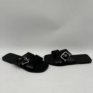 Ted Baker JOSEEI Black Leather X-Band Open Toe Slide Sandals, Size 39.5 (9) - Picture 1 of 8