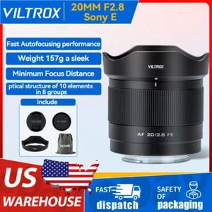 VILTROX 20mm F2.8 Auto Focus STM Full Frame Prime Lens for Sony E-Mount Cameras - Picture 1 of 14