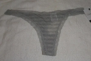 NWT Women’s CALVIN KLEIN Bottoms Up thong US S gray print D3445 microfiber - Picture 1 of 3