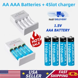1.5V AA AAA Rechargeable Li-ion Batteries with Fast Lithium Battery Charger LOT - Picture 1 of 22
