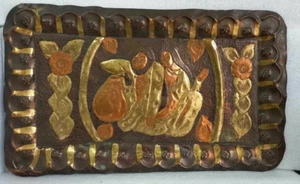 Vintage raro ottone rame Iraq iracheno Khalifa vassoio piatto incisione a mano Islam incisione - Foto 1 di 8