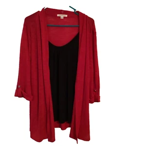 Studio Works Womens Size XL Open Front -2 Fer 3/4 Sleeve Sweater - Picture 1 of 6