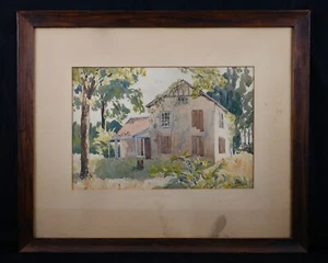 Vintage Framed Original Landscape Watercolor Painting "Rural Cottage Scene" - Picture 1 of 13