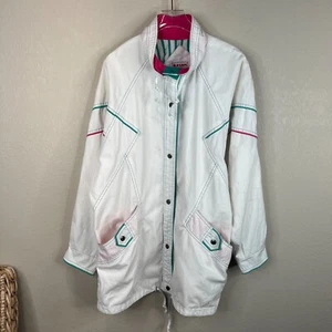 New York Girl Long Sleeve Button Front Jackets White Size L Women Vintage Retro - Picture 1 of 13