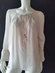 LUISA CERANO Blouse Bow 100% Silk Beige Rrp Gr.40/42-UK14/16 New - Picture 1 of 6