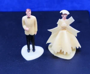 Antique Bride Groom 1960's Cake Toppers Made In Hong Kong - Picture 1 of 6