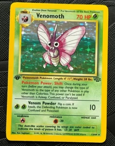 Venomoth - 13/64 Jungle 1st Edition Pokemon Base Set Holo Rare Card - Picture 1 of 7