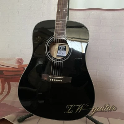  Black D35 Johnny Cash Acoustic Guitar Solid Spruce Top Rosewood Fretboard - Image 1 of 4