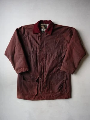 Vintage Bronte Waxed Jacket Chore Work Hunter Size L Made in England Maroon - Image 1 of 4
