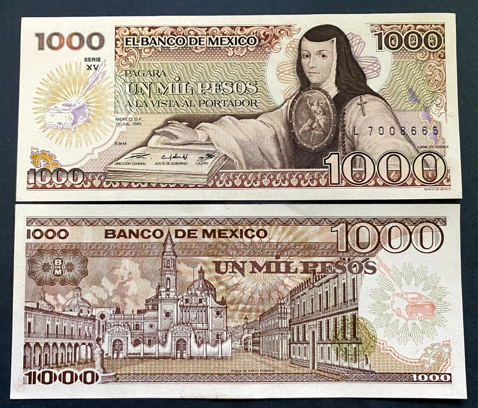 Billete México 1000 Pesos 1985 Papel moneda mundial UNC Foto 1 de 1