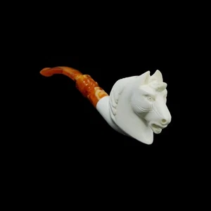 Horse head Meerschaum Pipe hand carved smoking pfeife with case MD-198 - Picture 1 of 5
