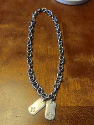 Collar de plata de ley de 16" con etiquetas de perro GUCCI 925 Foto 1 de 4