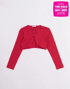 MONNALISA Kids Cropped Cardigan Size 2Y / 92CM Red - Picture 1 of 3