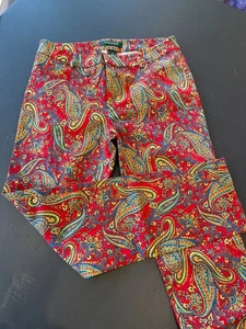 Pantaloni donna Lauren Ralph Lauren donna rosso paisley taglia 2P petite (Gr172) - Foto 1 di 7