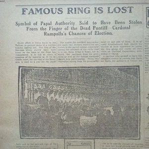 1903 Papst Löwe XIII. Fischerring verlorene Zeitungsseite - Bild 1 von 3