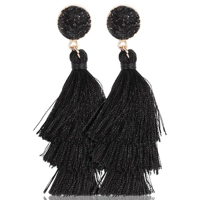  1 Pair Tassel Earrings Fashion Dangle Drop Earrings Women Valentine Festival - Image 1 of 4