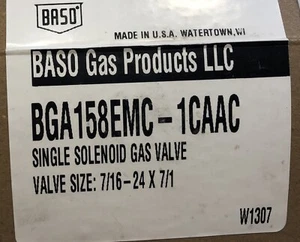 BASO GAS PRODUCTS BGA158EMC-1CAAC GAS VALVE Single Solenoid Free Shipping - Picture 1 of 4