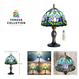 Tiffany Table Lamp Stained Glass Crystal Bead Style Table Light, Handmade Des... - Picture 1 of 8