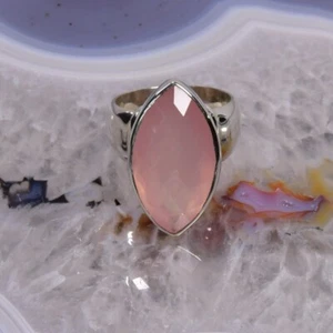 Anillo de cuarzo rosa, plata 925, anillo de piedras preciosas (23119), joyería de piedras preciosas - Imagen 1 de 1