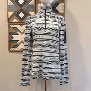 Icebreaker Merino Wool Vertex Long Sleeve Half Zip Icon Fair Isle Top Medium EUC - Picture 1 of 9