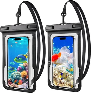 2 pcs Waterproof Phone Pouch, Universal 7.2'', IPX8 Cellphone Dry Bag with Strap - Picture 1 of 13