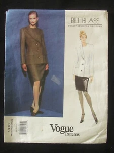 VOGUE PATTERN - 1870 LADIES JACKET ASYMMETRICAL COLLAR PENCIL SKIRT 14-18 UNCUT - Picture 1 of 2