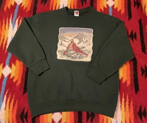 VTG Fruit Of The Loom Cardinal Birds Embroidery Graphic Sweatshirt Size XXL - Picture 1 of 11