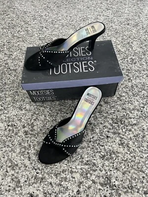 Mootsies Tootsies Evening Collection Black Satin Open Toe Sandal- Size 8.5 M - Image 1 of 4