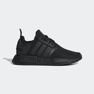 100% BRAND NEW KIDS ADIDAS NMD R1 J 3.5Y 'TRIPLE BLACK' (FW0397) - Picture 1 of 5