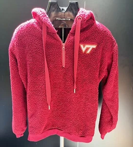 Zoozatz Virginia Tech Plush Maroon 3/4 Zip Pullover Sweatshirt Size XS - Picture 1 of 3