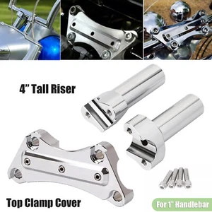 4" Rise 1" Clamp Handlebar Riser For Harley Dyna Softail Sportster XL883 Chrome - Picture 1 of 19