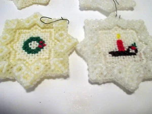 Christmas Ornamens Handmade cross stitch snowflakes - Picture 1 of 2