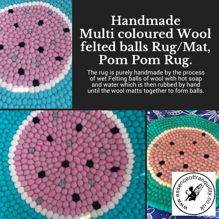 handgeknüpfter Teppich Wolle/Bommelteppich/Filzknäuelteppich - Bild 1 von 4