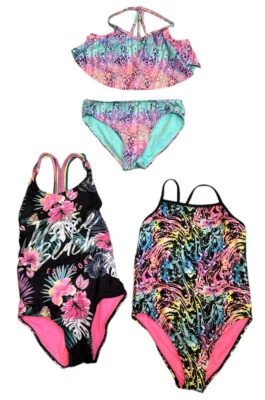 Lot of 3 Swimsuits Girls Sz XL Wonder Nation and Justice Measurements Below - Image 1 of 4