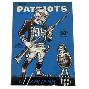 RARE Vintage 1963 NFL AFL CHARGERS VS PATRIOTS FOOTBALL GAME PROGRAM - Aug 10th