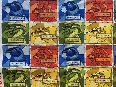 1/2 yd Harry Potter Camelot Fabric Sorting Houses Ravenclaw Hufflepuff Slytherin - Image 1 of 3