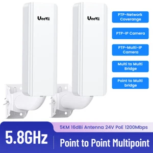 5,8G Gigabit WLAN-Brücke 5KM 1Gbit/s Outdoor CPE Wireless Wifi Bridge +Halterung - Bild 1 von 22