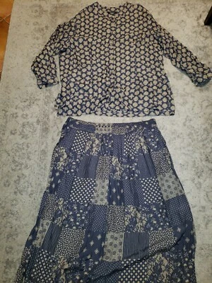 De Colección NiraNira Años 80 Floral 100% Seda Traje Túnica Blusa Falda 3x Foto 1 de 4