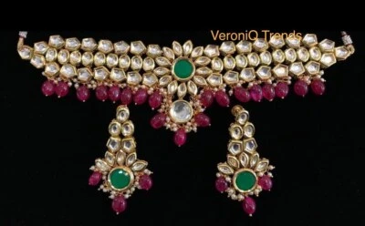 VeroniQ Trends-Designer Kundan Choker Necklace With Ruby Drops,Polki Necklace - Image 1 of 2
